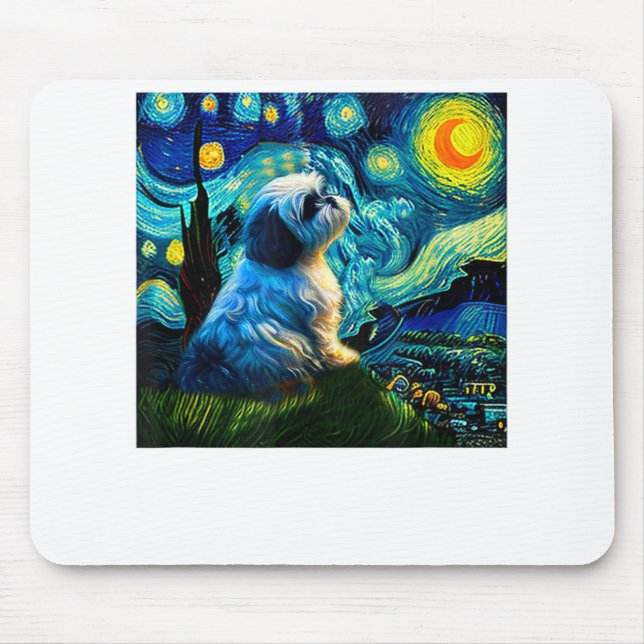 Mousepad Shih Tzu Funny, Cachorro, Van Gogh (Frente)