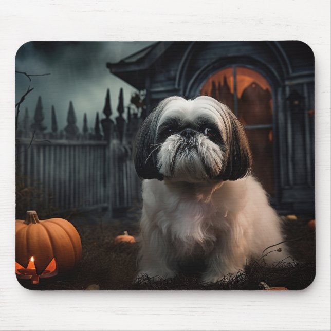 Mousepad Shih Tzu Halloween Assustador (Frente)