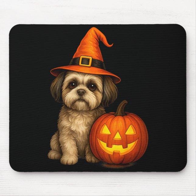 Mousepad Shih Tzu Halloween Pumpkin Dog Costume Family Matc (Frente)