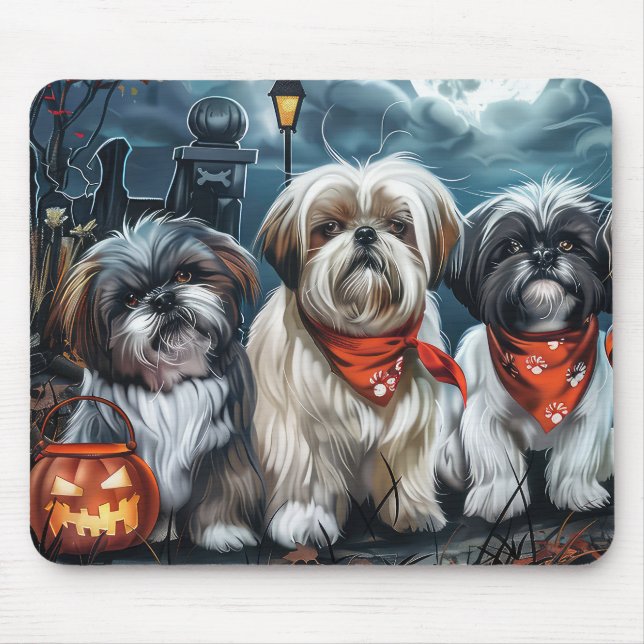 Mousepad Shih Tzu Halloween Spooky (Frente)