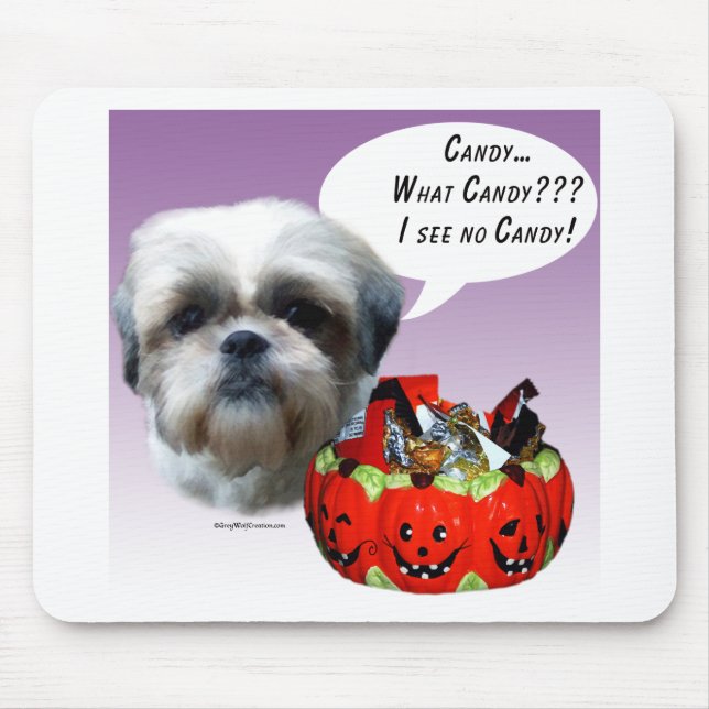 Mousepad Shih Tzu (natural) Halloween Candy (Frente)