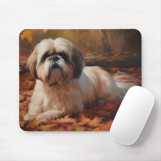 Mousepad Shih Tzu no outono deixa cair inspiração (Com mouse)