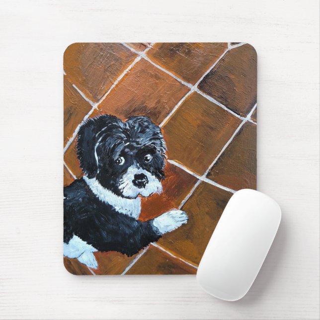 Mousepad Shih Tzu on Terrace Painting by Alfred Fox (Com mouse)
