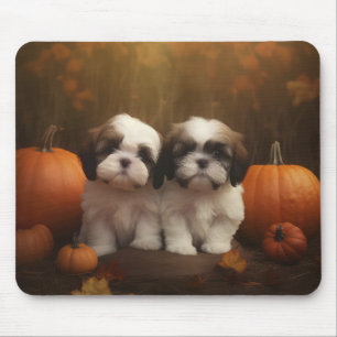 Mousepad Shih Tzu Puppy Autumn Delight Pumpkin