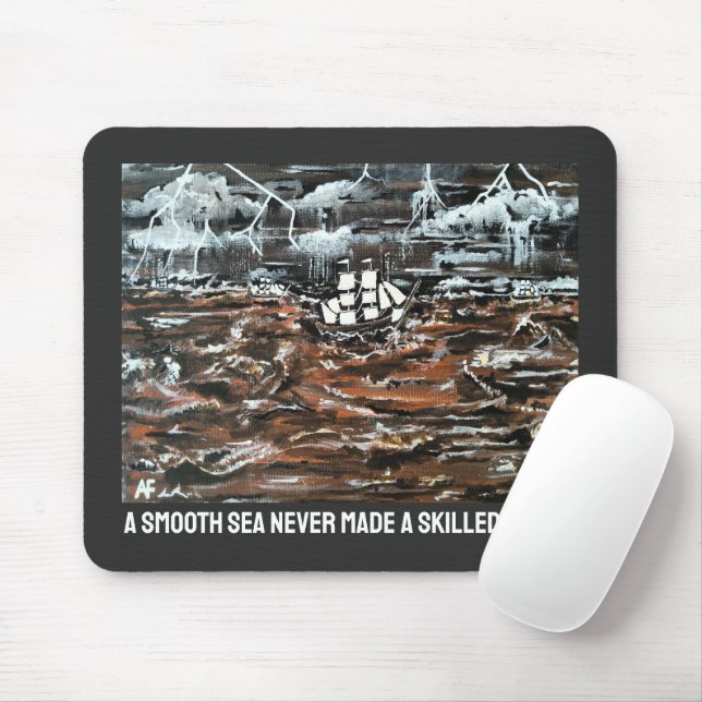 Mousepad Ships in a Storm Painting by Alfred Fox (Com mouse)