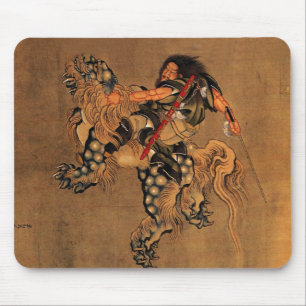 Mousepad Shoki que monta um leão de Shishi