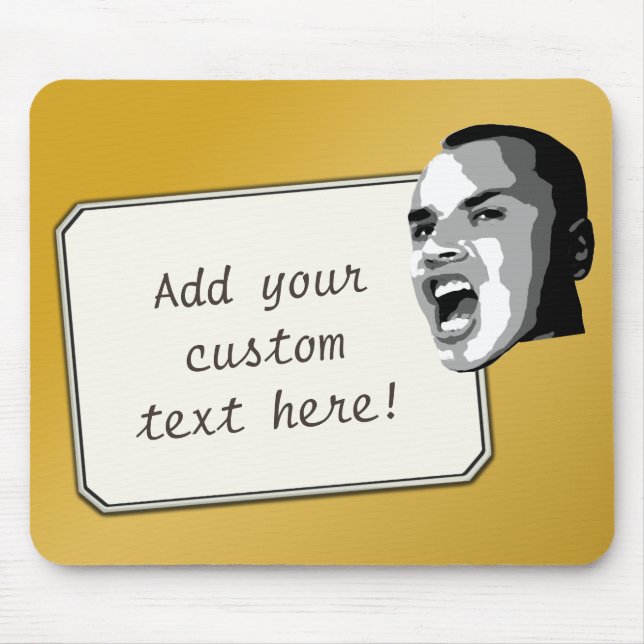 Mousepad Shout de Texto Personalizado no Gradiente Dourado (Frente)