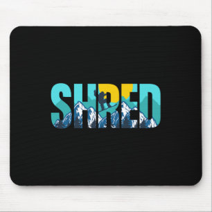Mousepad Shred Mountain Snowboard Slopes Sunset Gráfico