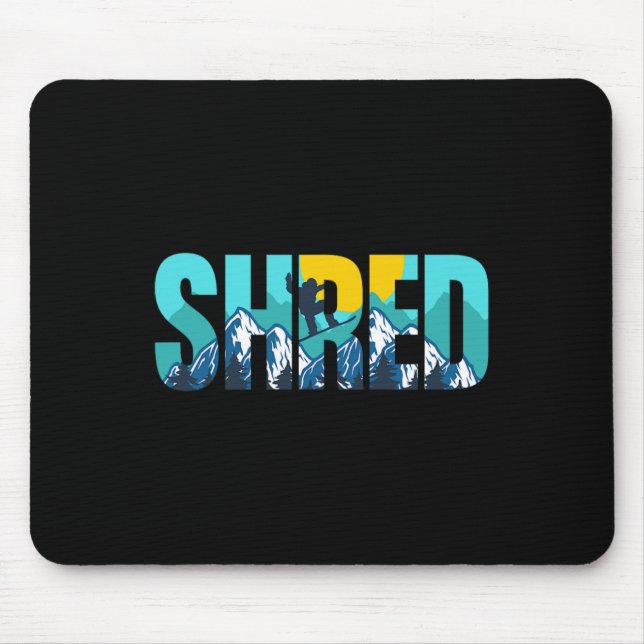 Mousepad Shred Mountain Snowboard Slopes Sunset Gráfico (Frente)
