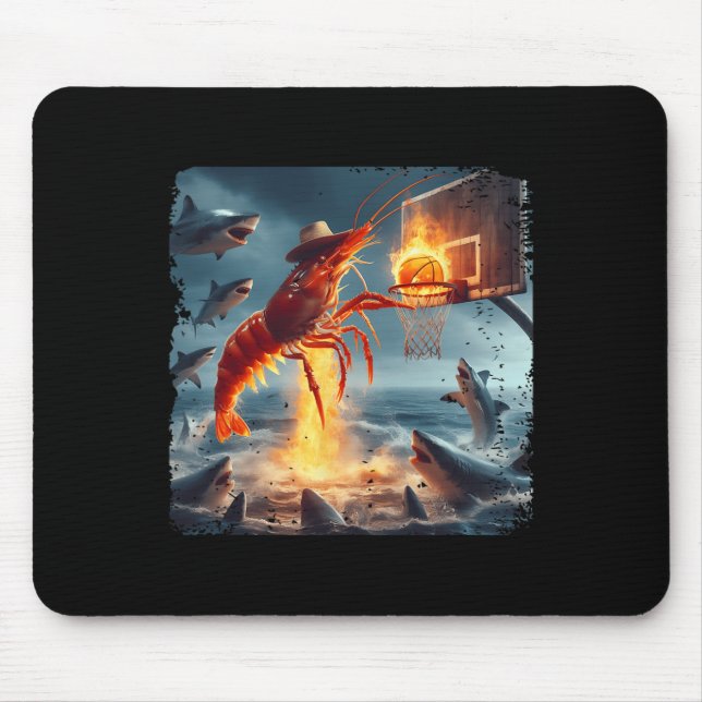 Mousepad Shrimp Dunking On Shark Funny Fishing Meme Sketll  (Frente)