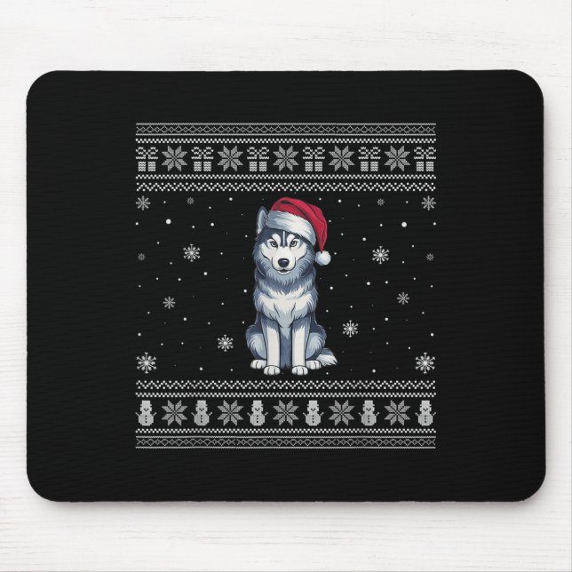 Mousepad Siberian Husky Dog Lovers Men Women Santa Ugly Xma (Frente)