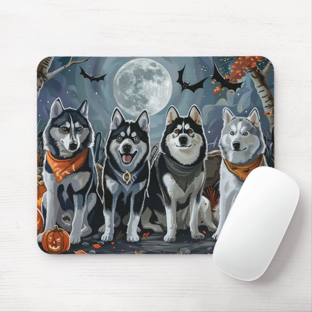 Mousepad Siberian Husky Halloween Spooky (Com mouse)