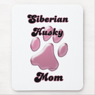 Mousepad Siberian Husky Mãe Pawprint Rosa