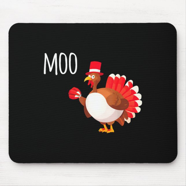 Mousepad Side Eye Moo Turkey Funny Thanksgiving Autumn Fall (Frente)