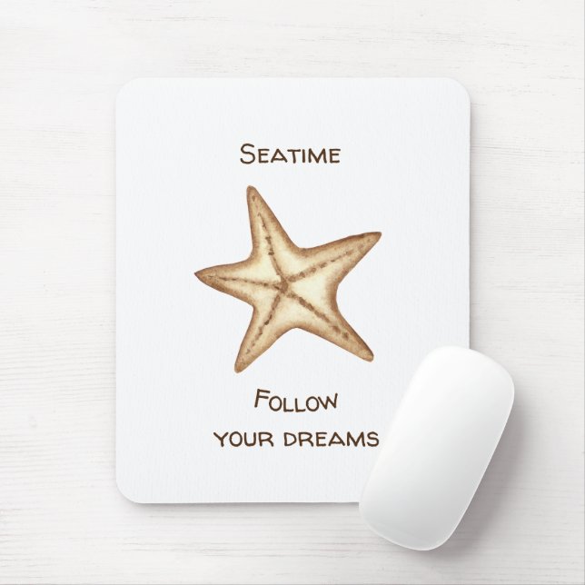 Mousepad Siga seus sonhos aquarela Estrela-do-mar do tempo  (Com mouse)
