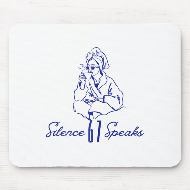 Mousepad Silêncio Engraçado Fala 67 Linha Mínima Arte Café  (Frente)