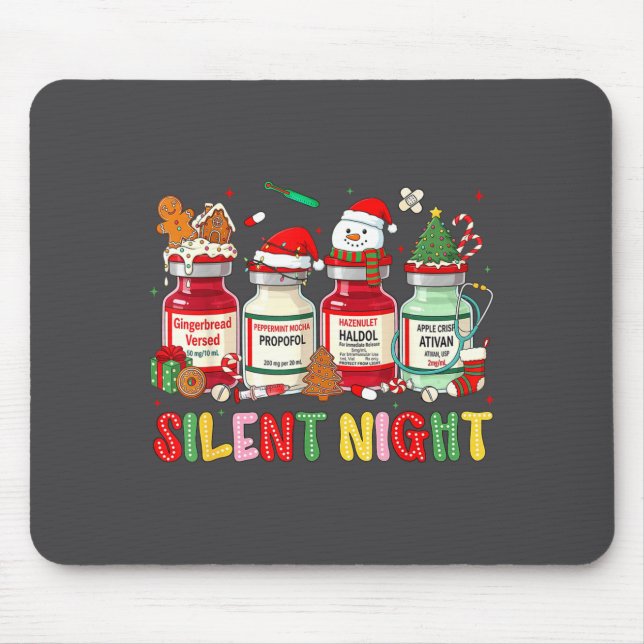 Mousepad Silent Night Funny Nurse Christmas Design  (Frente)