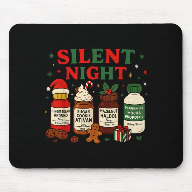 Mousepad Silent Night Profol Icu Nurse Funny Christmas Medi (Frente)