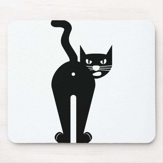 Mousepad Silhouette de Mamíferos de Gato Animal (Frente)