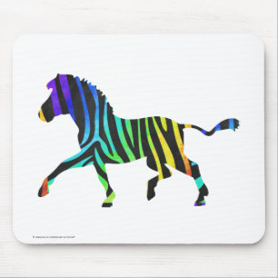 Mousepad Silhouette Zebra Black e Rainbow