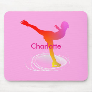 Mousepad Silhout de Patinador de Gelo Colorido Brilhante