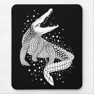 Mousepad Silhueta branca animal - Crocodilo