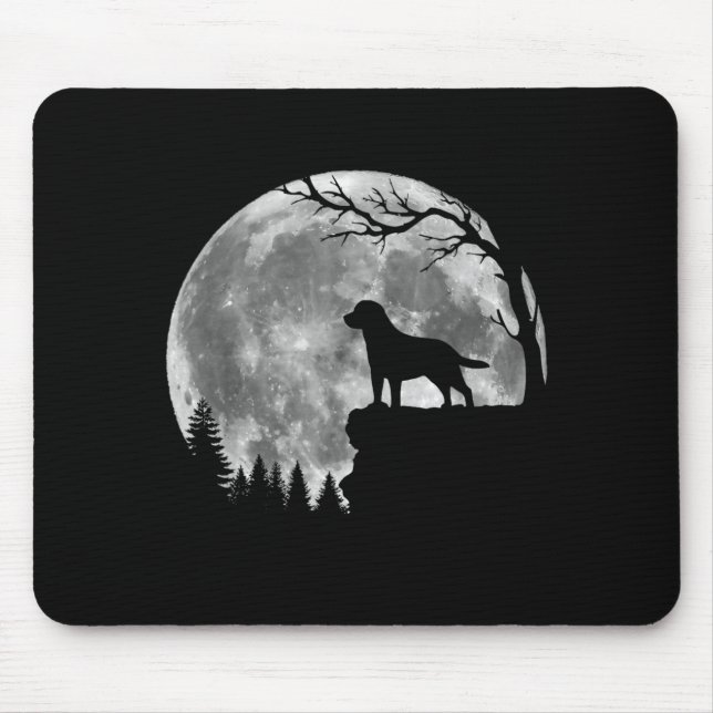 Mousepad Silhueta da Lua do Cão Labrador Retriever no Hallo (Frente)