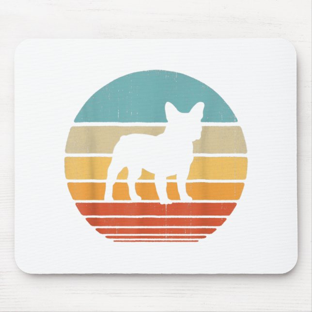 Mousepad Silhueta de cachorro francês dos anos 60 e 70 (Frente)