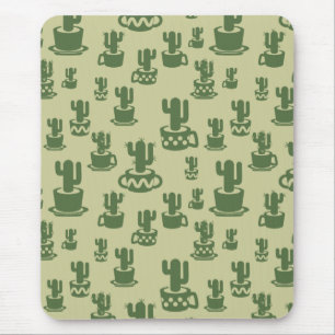 Mousepad Silhueta de cacto sucessivo em copos e potes