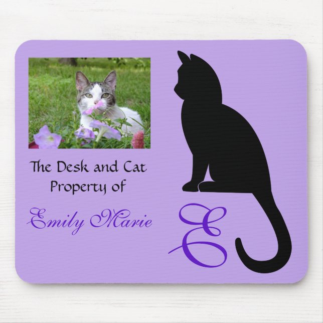 Mousepad Silhueta de Cat Sitting: Mesa de (Frente)