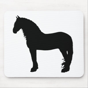 Mousepad Silhueta de cavalo frísia em pé, garanhão - can