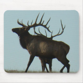 Mousepad Silhueta de Chifres de Alce Touro E11 no Horizonte