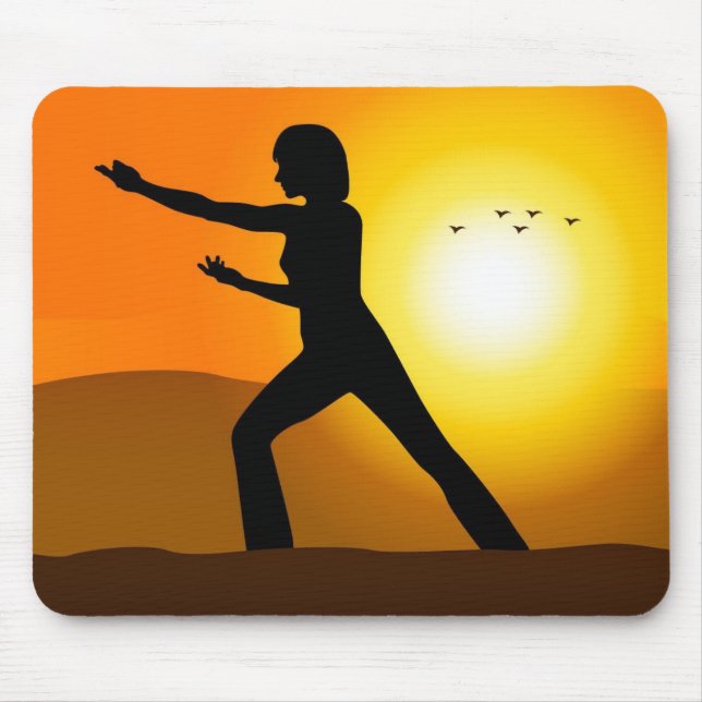 Mousepad Silhueta de Mulheres Fazendo Tai Chi (Frente)