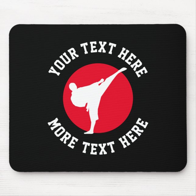 Mousepad Silhueta de pontapés de caratê de artes marciais p (Frente)