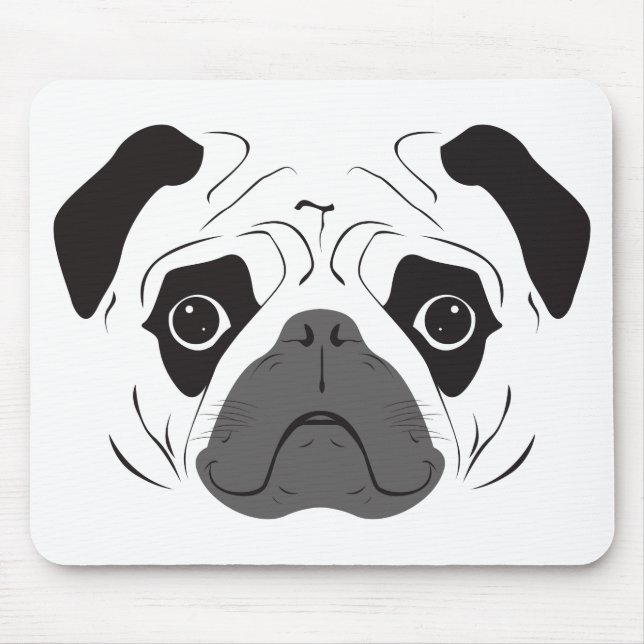 Mousepad Silhueta de rosto de pug (Frente)