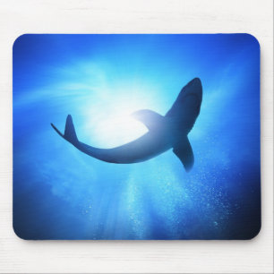 Mousepad Silhueta de tubarão do oceano profundo