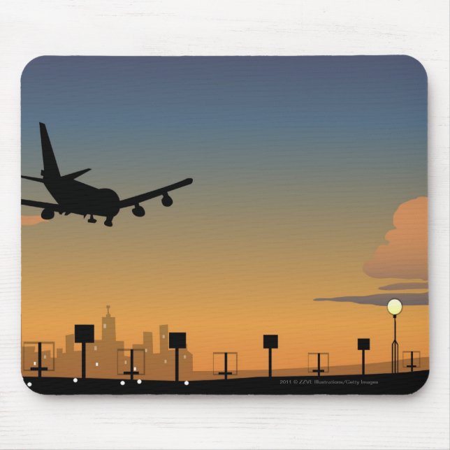 Mousepad Silhueta de um avião em vôo (Frente)