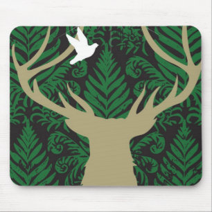 Mousepad Silhueta de um cervo, de uma pomba e de uma