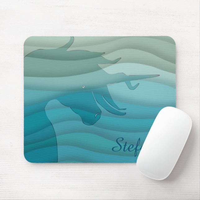 Mousepad Silhueta de Unicórn Flutuante (ondulada) (Com mouse)