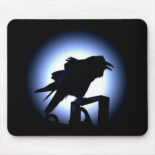 Mousepad Silhueta do corvo contra a Lua cheia (Frente)