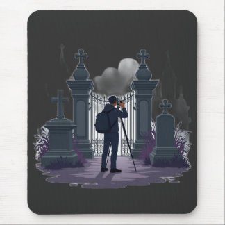 Mousepad Silhueta do Portão do Cemitério Gótico