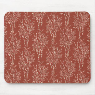 Mousepad Silhueta Floral Espalhada Botânica Vermelho Ferr