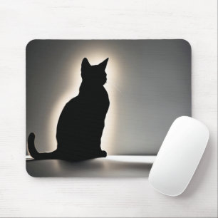 Mousepad Silhueta Gato com Brilho De Ouro