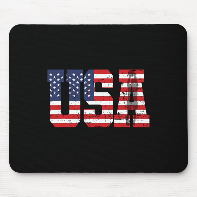 Mousepad Silhueta Retro Do Jogador Esqueleto Bandeira Ameri (Frente)