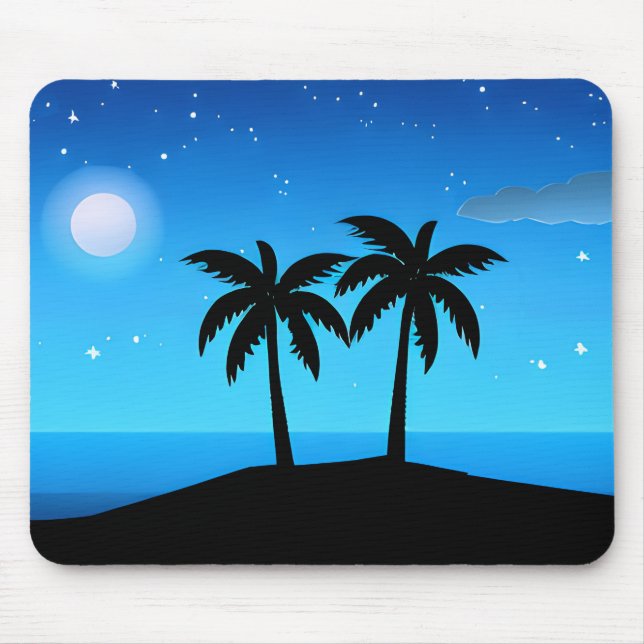 Mousepad Silhueta tropical com lua e estrelas (Frente)