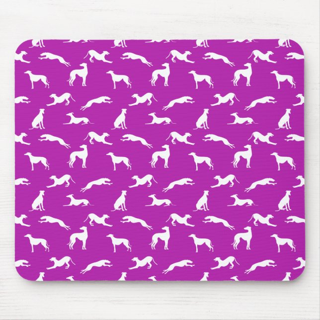 Mousepad Silhuetas de galgos - Branco a rosa (B41AAA) (Frente)