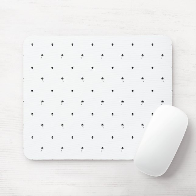 Mousepad Silhuetas Pretas de Palmeiras e Alienígenas (Com mouse)