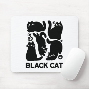 Mousepad Silhuettes de Gato Negro - Design de Felino Cinto