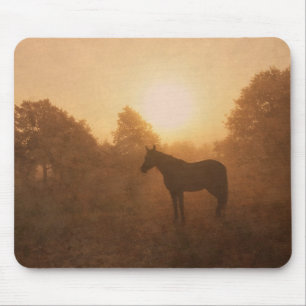 Mousepad Silhute de cavalo ao sol da manhã no museu
