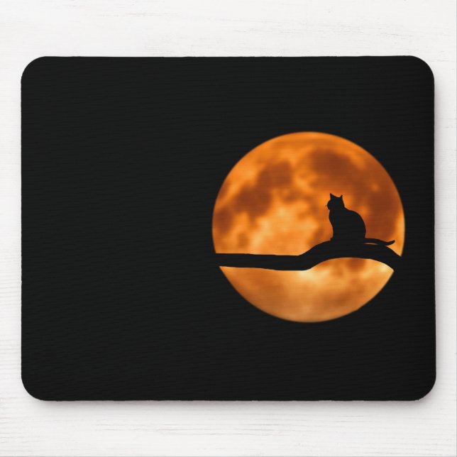 Mousepad Silhute de um Gato Negro em uma Árvore (Frente)